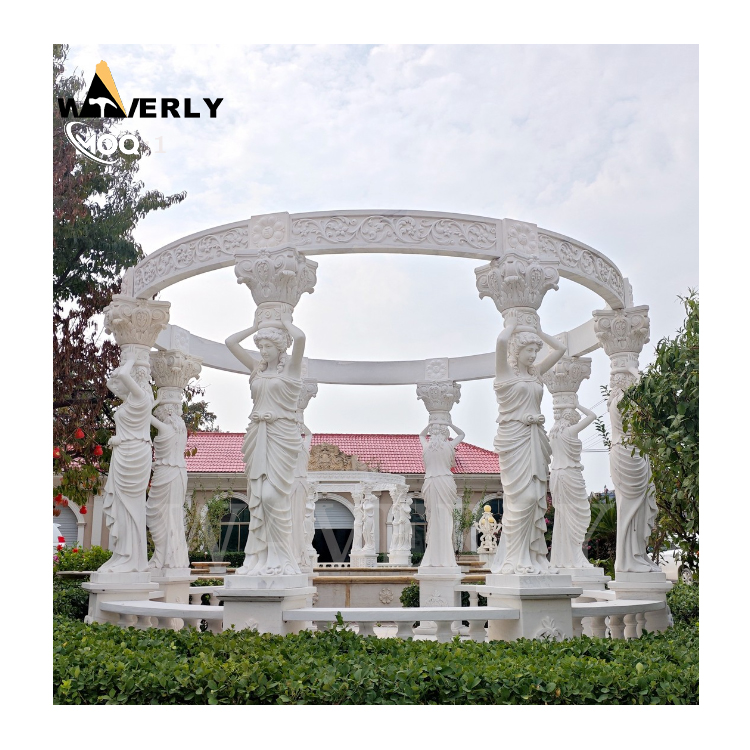 Hand Carved Modern Art Garden Greek Style Outdoor Marble Gazebo   MAR24-1118-11