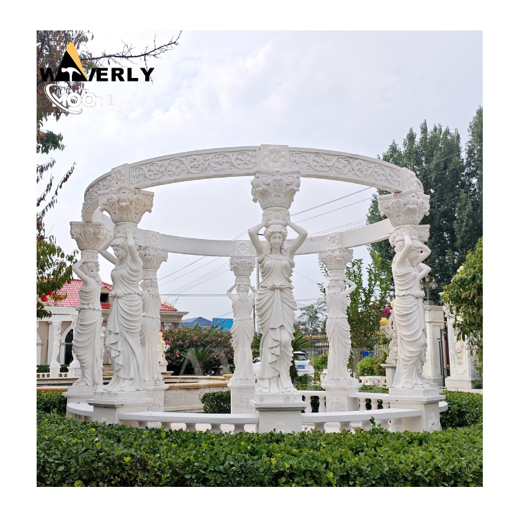 Hand Carved Modern Art Garden Greek Style Outdoor Marble Gazebo   MAR24-1118-11