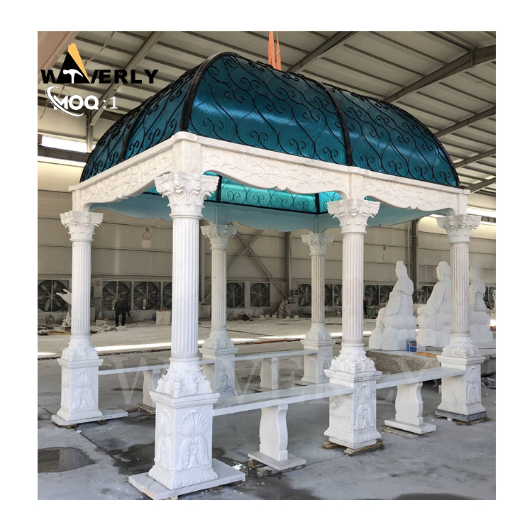 Luxury Greek Style Outdoor Marble Gazebo Marble Corridor Gazebo   MAR24-1118-16