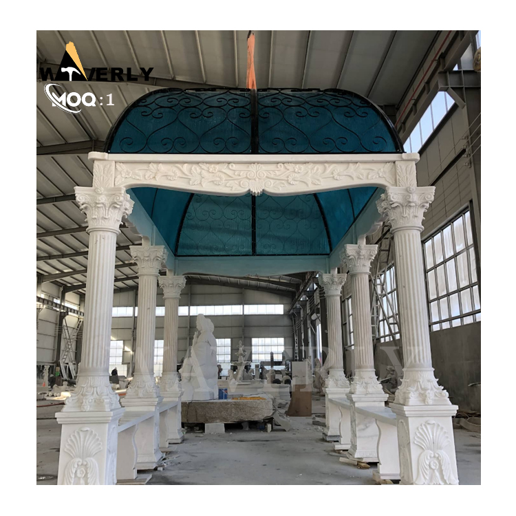 Luxury Greek Style Outdoor Marble Gazebo Marble Corridor Gazebo   MAR24-1118-16