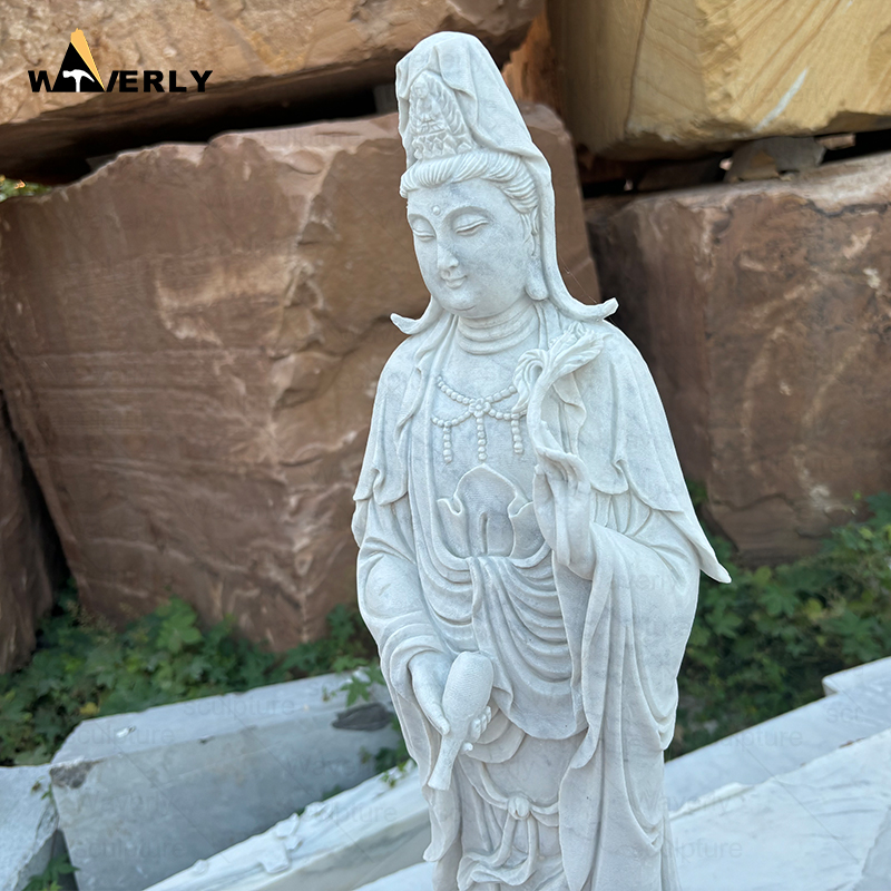 Natural stone carving guan yin bodhisattva statue  CH24-111801