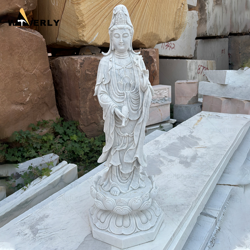 Natural stone carving guan yin bodhisattva statue  CH24-111801