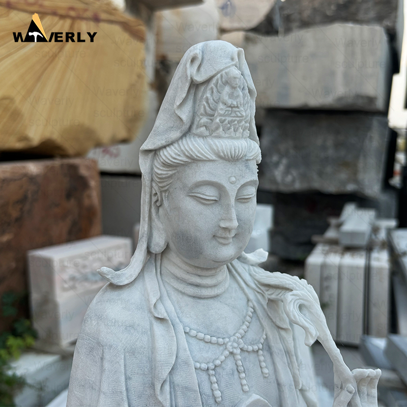 Natural stone carving guan yin bodhisattva statue  CH24-111801