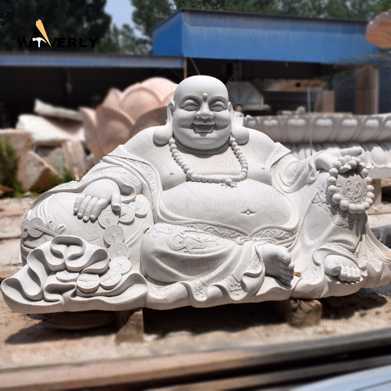 White Marble Sitting Gautama Buddha Statue Sculpture With Lotus Seat   CH24-112003