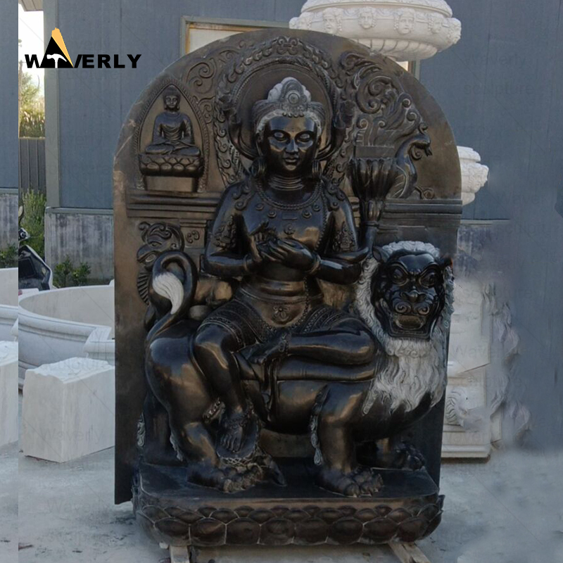 High Quality Big Black Marble Stone Manjushri Statue Sculpture CH24-112001