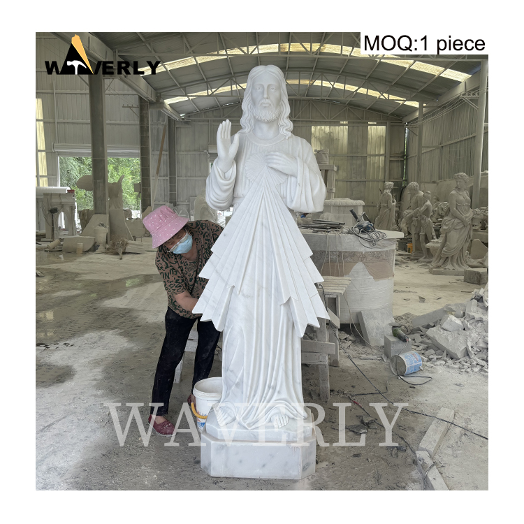 Christian Catholic White Marble Jesus Statue For Sale  MAR-1120-1