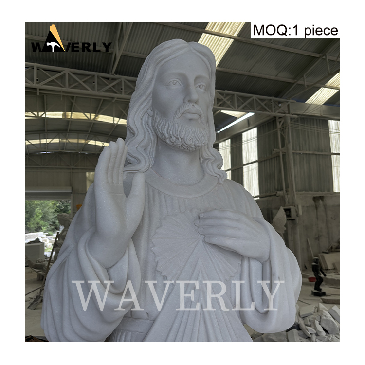 Christian Catholic White Marble Jesus Statue For Sale  MAR-1120-1