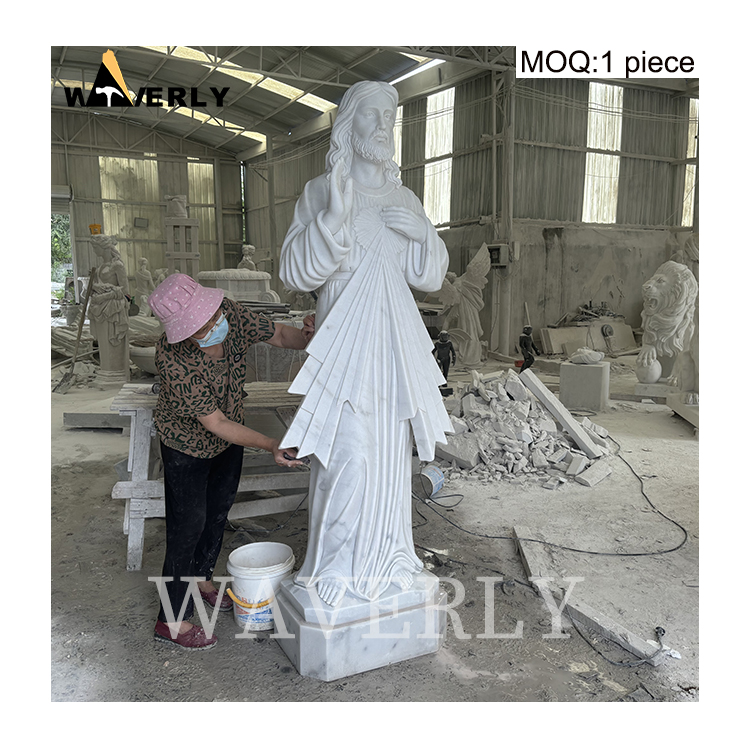 Christian Catholic White Marble Jesus Statue For Sale  MAR-1120-1