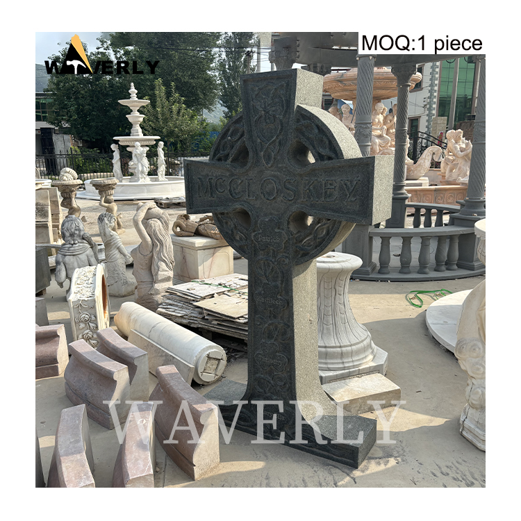 Hot Sale Catholic Black Marble Cross Statue  MAR-1120-3