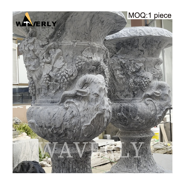 Custom Design Luxury Greek Qingbai Marble Flower Pot  MAR-1120-4