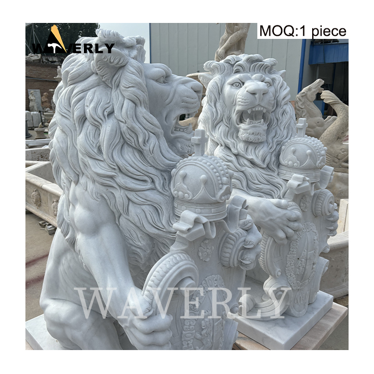 Custom High Quality White Marble Lion Statue  MAR-1120-13