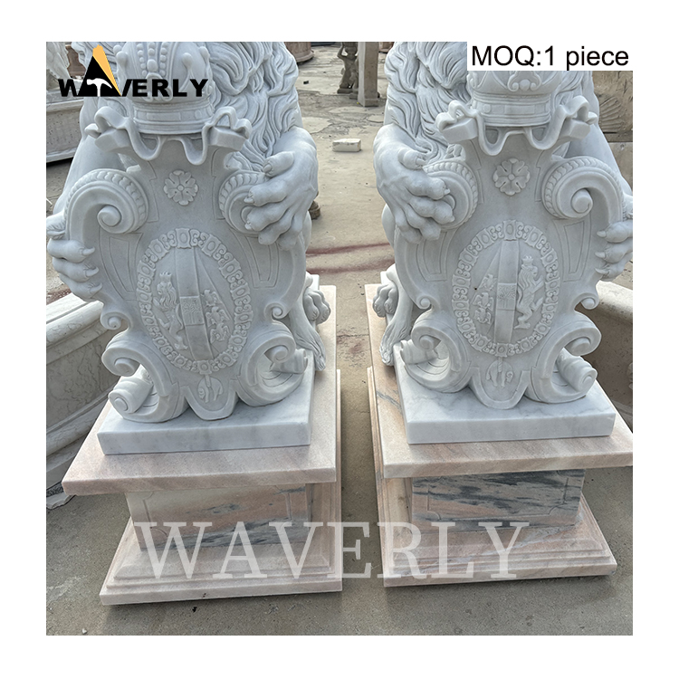 Custom High Quality White Marble Lion Statue  MAR-1120-13