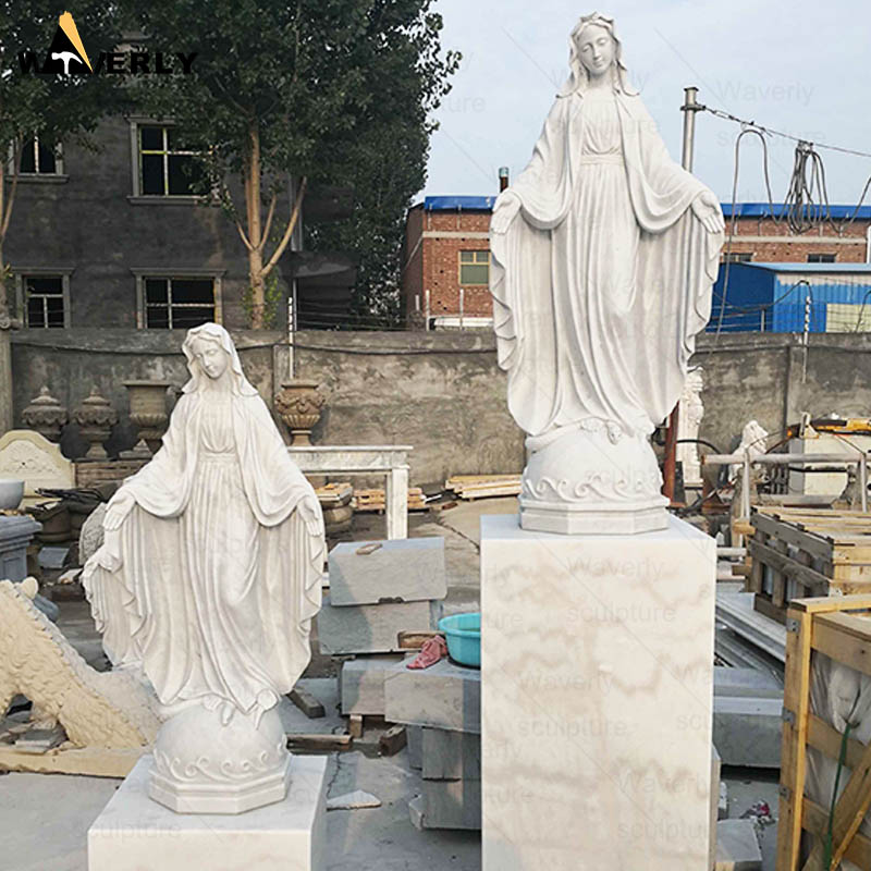 Outdoor garden white marble statue of virgin mary for sale 24-112202