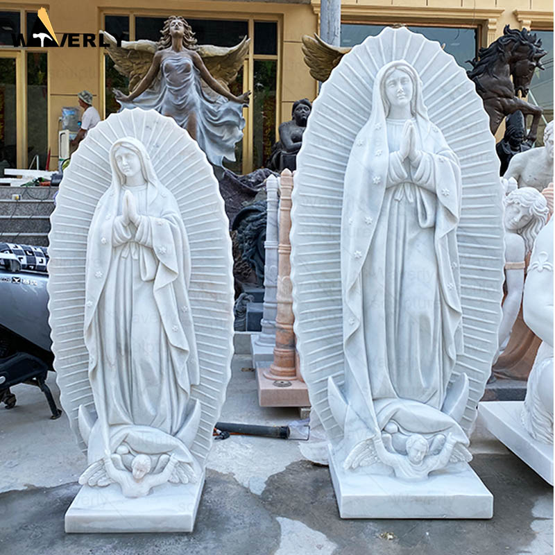 Outdoor garden white marble statue of virgin mary for sale 24-112203