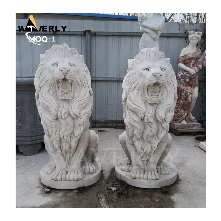 White Marble Lion Statue For Sale MF24-1126-4