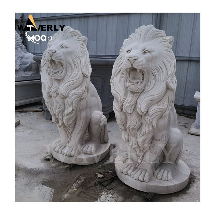 White Marble Lion Statue For Sale MF24-1126-4