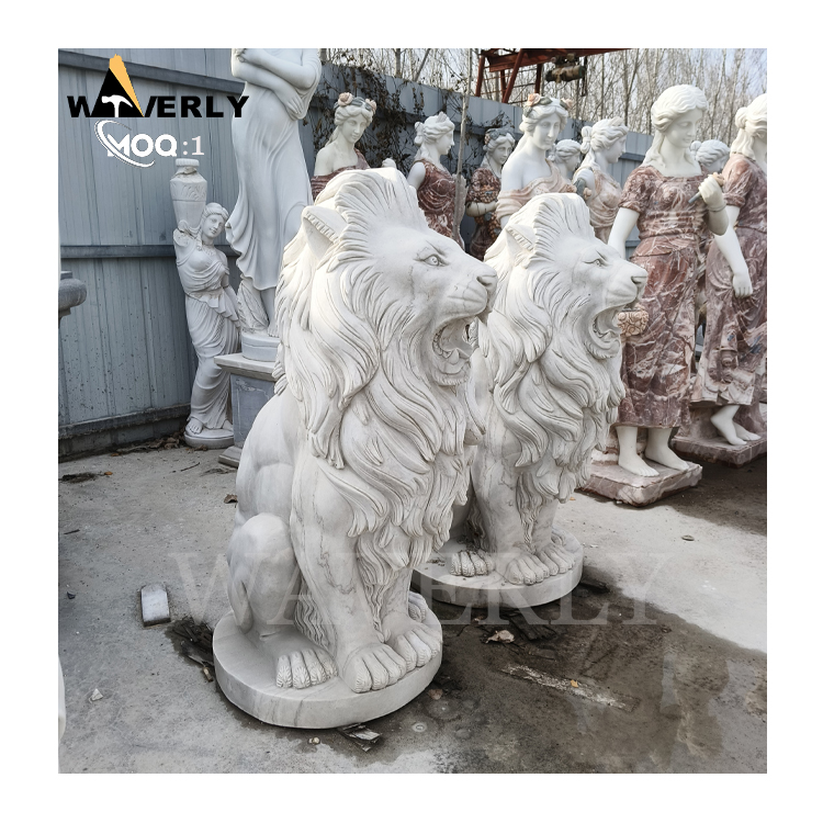 White Marble Lion Statue For Sale MF24-1126-4