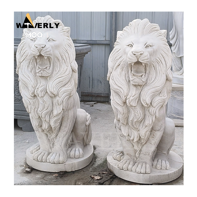 White Marble Lion Statue For Sale MF24-1126-4