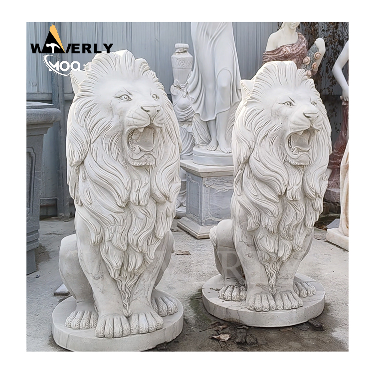 White Marble Lion Statue For Sale MF24-1126-4