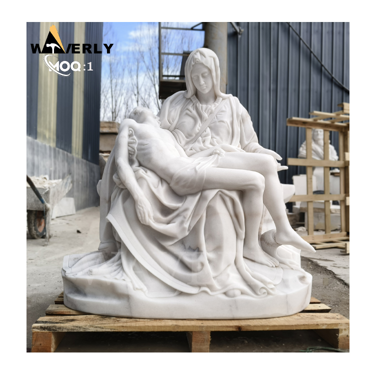 Hand Carved Garden Decor Marble Pieta Statue For Sale MF24-1126-7