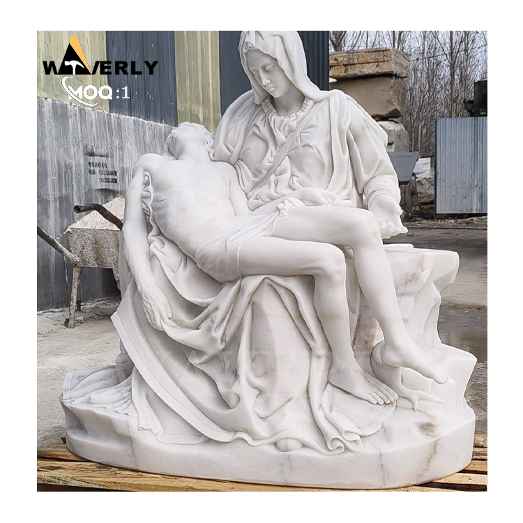 Hand Carved Garden Decor Marble Pieta Statue For Sale MF24-1126-7