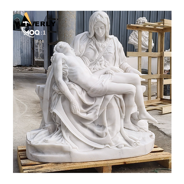 Hand Carved Garden Decor Marble Pieta Statue For Sale MF24-1126-7