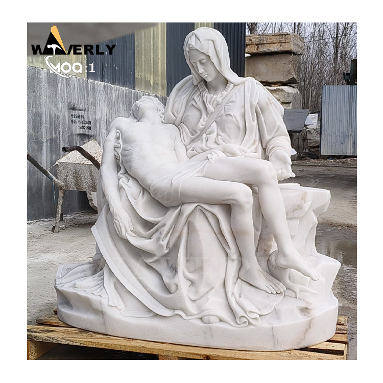 Hand Carved Garden Decor Marble Pieta Statue For Sale MF24-1126-7