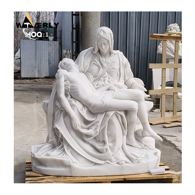 Hand Carved Garden Decor Marble Pieta Statue For Sale MF24-1126-7