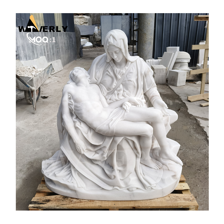 Hand Carved Garden Decor Marble Pieta Statue For Sale MF24-1126-7