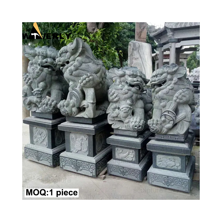 Black granite chinese fu dogs statues ML24-112601