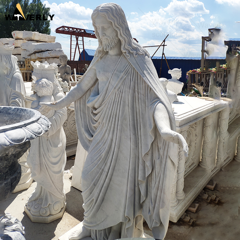 Marble life size jesus statues with open hand MBC24-112605