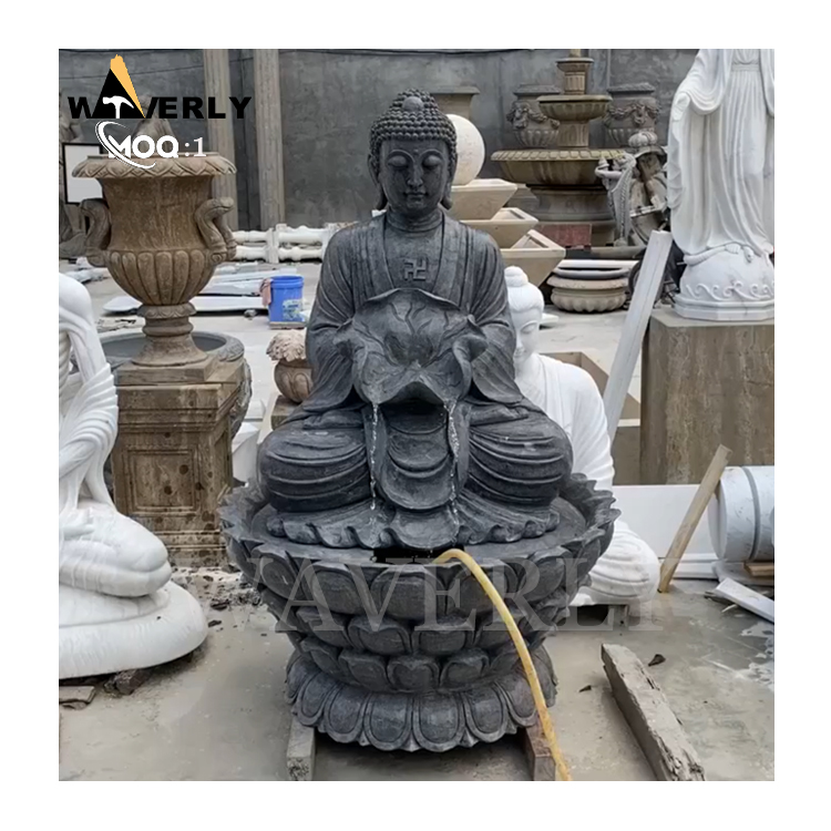 Courtyard Garden Black Marble Buddha Fountain MBC24-1127-1