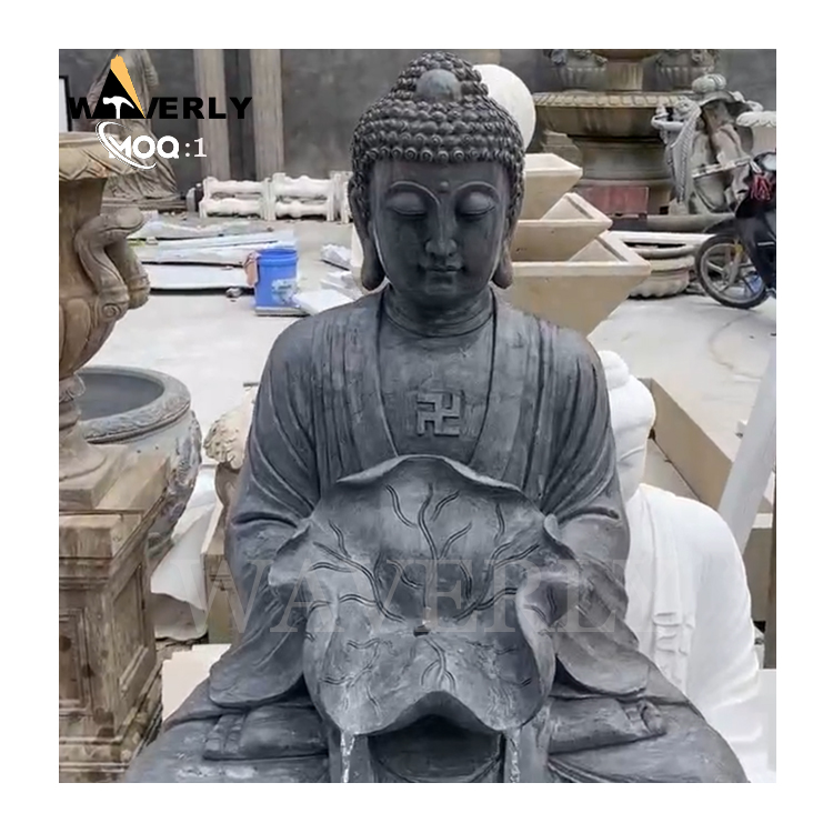 Courtyard Garden Black Marble Buddha Fountain MBC24-1127-1