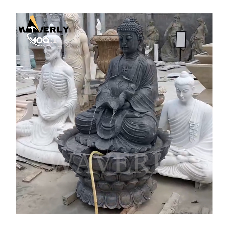 Courtyard Garden Black Marble Buddha Fountain MBC24-1127-1