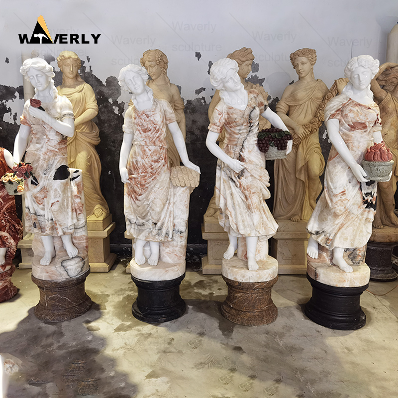 Custom Hand Carved Four Seasone Lady Statue Sculpture  CH24-112703