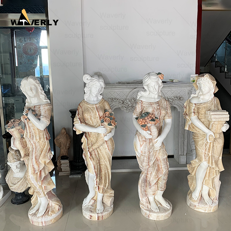 Custom Hand Carved Four Seasone Lady Statue Sculpture  CH24-112703