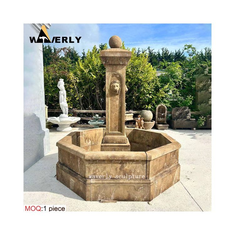 Classic Art Deco Courtyard Garden LimeStone Antique Fountain MF-1128-3