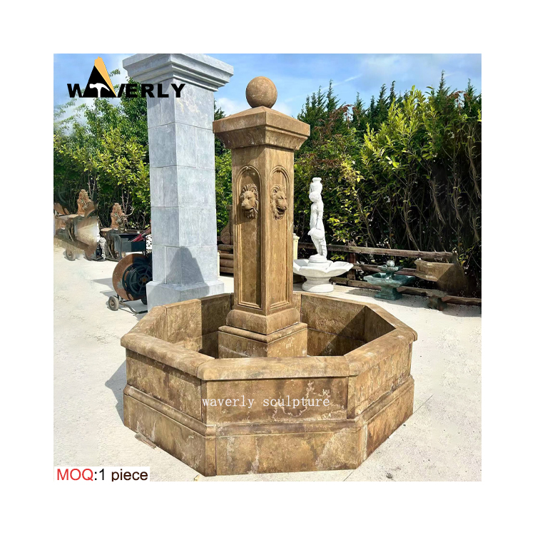 Classic Art Deco Courtyard Garden LimeStone Antique Fountain MF-1128-3