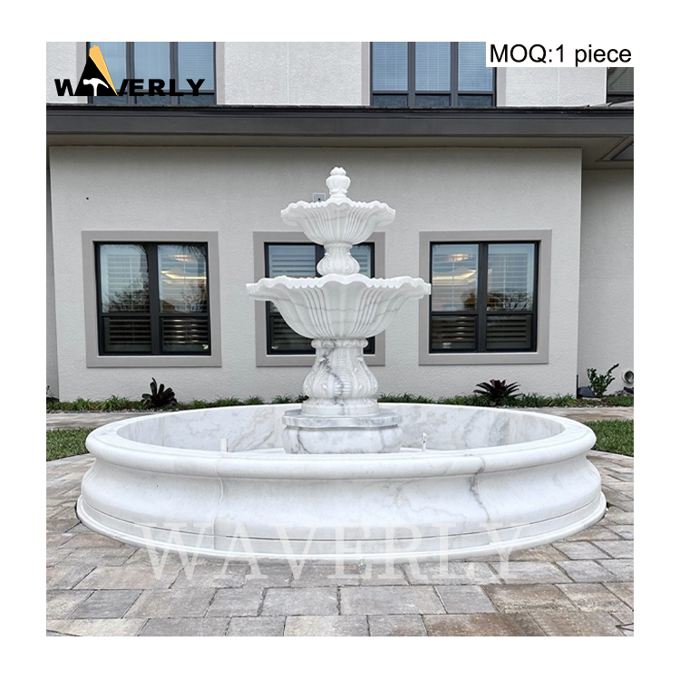 Hand Carved Natural White Marble Fountain MF-1128-9