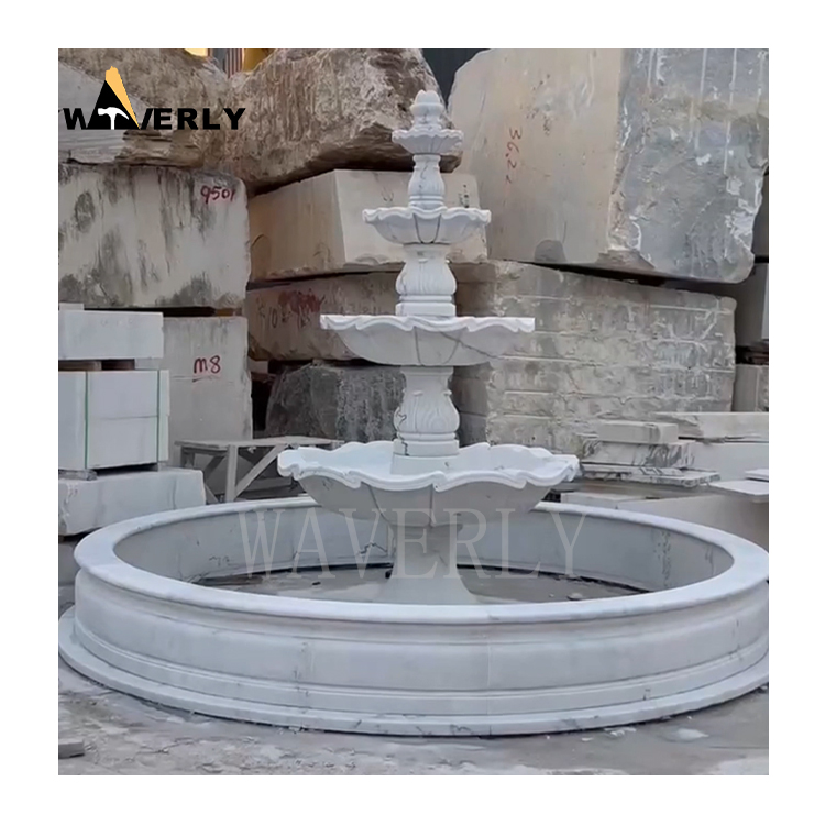 Hand Carved Natural White Marble Fountain MF-1128-9