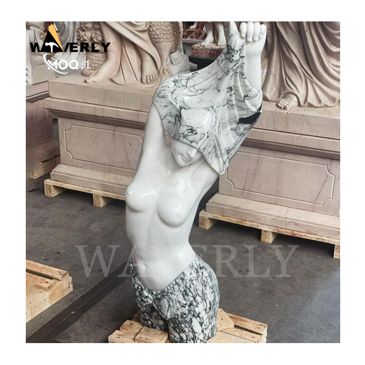 Modern Art Sculpture Mosaic Marble Stripping Lady Statue MF-1128-12