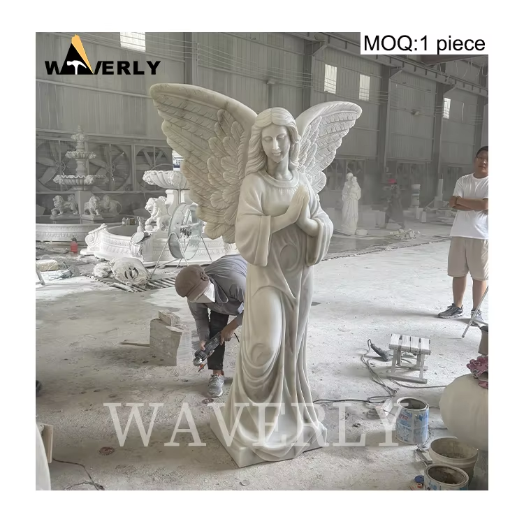 Garden Natural Stone Angel Marble Angel and Dove Statue MF-1128-22