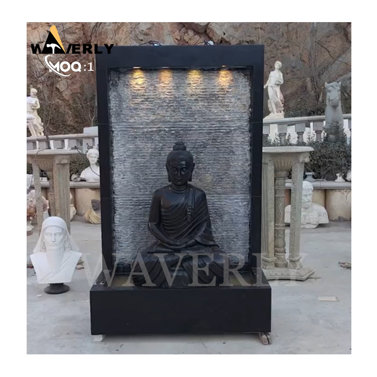 Home Decor Black Marble Buddha Statue Wall Fountain MF-1128-25