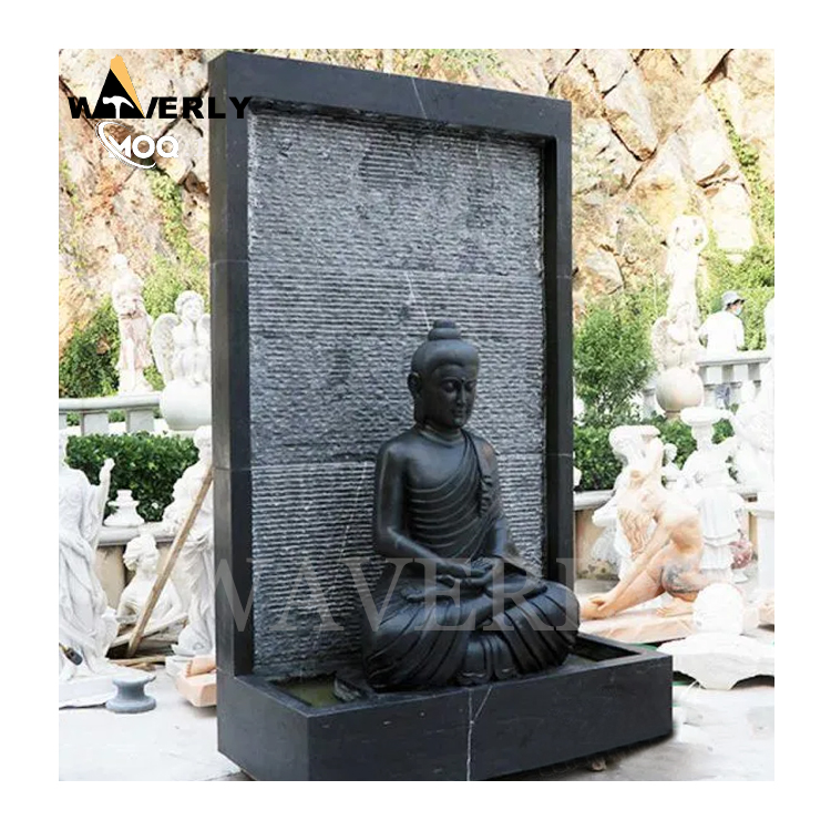 Home Decor Black Marble Buddha Statue Wall Fountain MF-1128-25