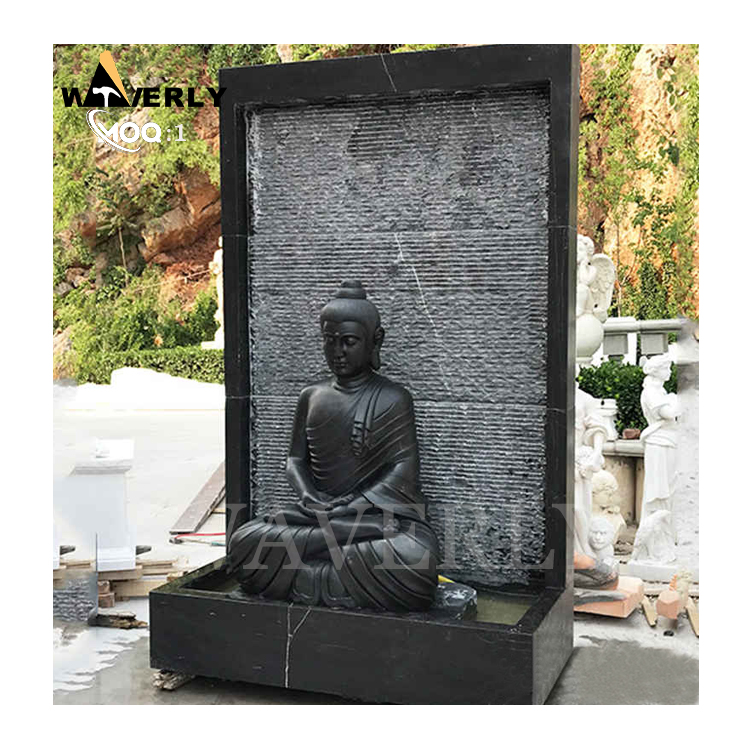 Home Decor Black Marble Buddha Statue Wall Fountain MF-1128-25