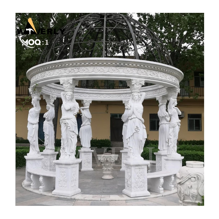 Hand Carved Greek Style Outdoor Marble Gazebo MF-1128-27