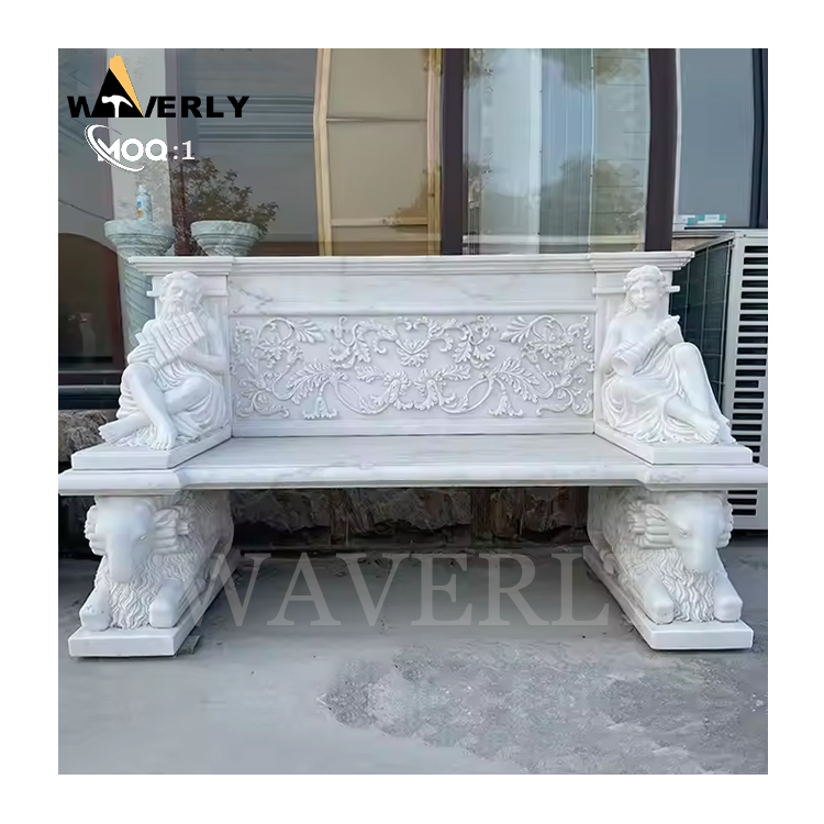 Custom Design Carved Natural Marble Bench  MF-1202-15