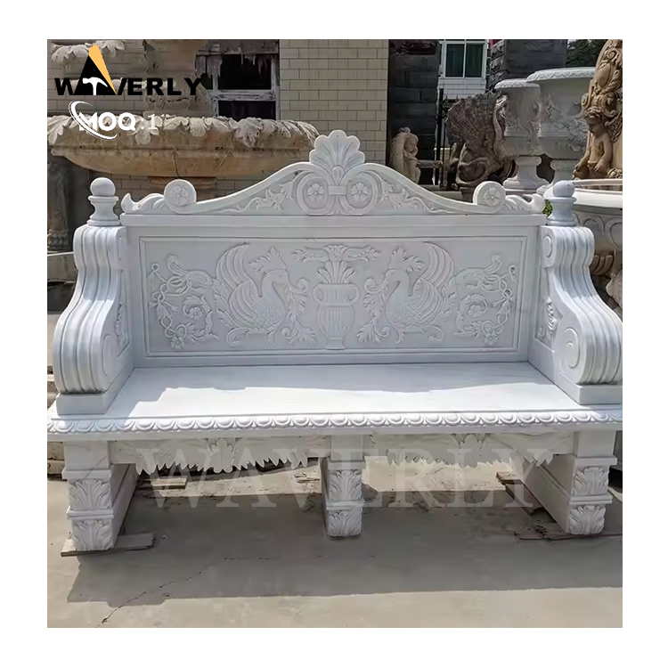 Custom Design Carved Natural Marble Bench  MF-1202-15