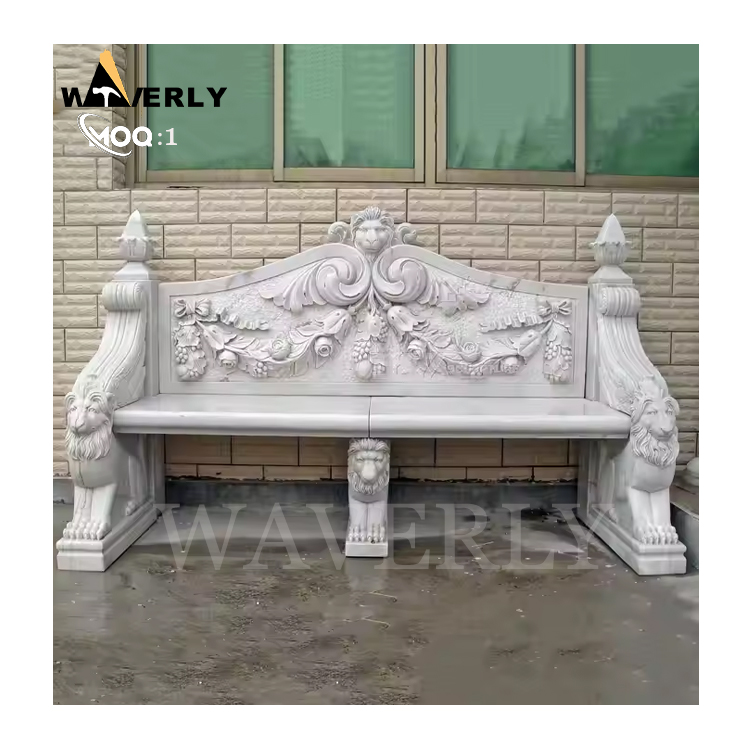 Custom Design Carved Natural Marble Bench  MF-1202-15