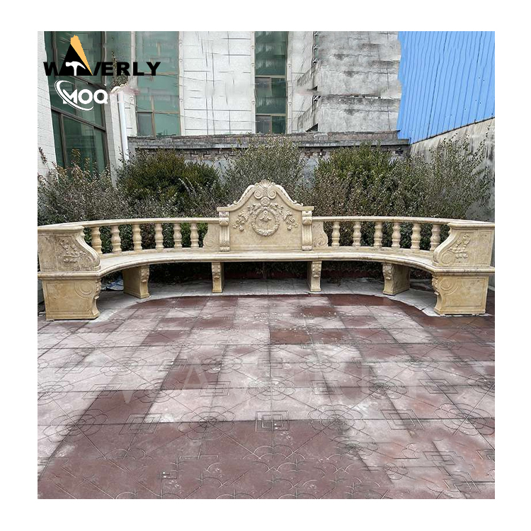 Custom Carved Villa Garden Decoration Marble Bench  MF-1202-19